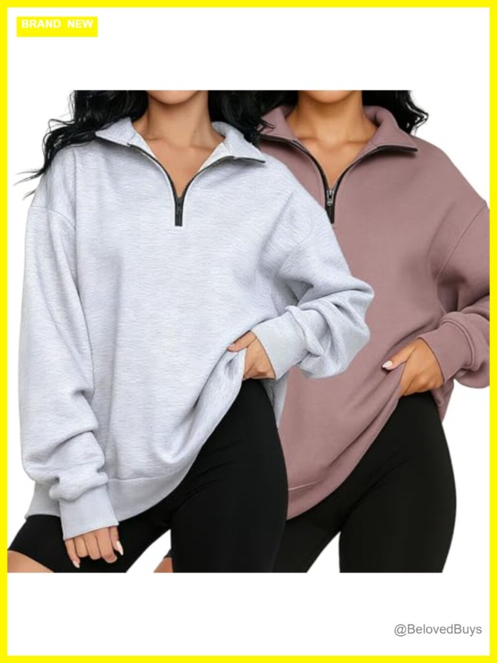 Quarter Zip Pullover Women Oversized Fleece Half Zip Sweatshirt Long Sleeve
